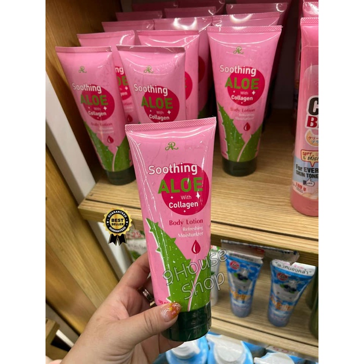01 Tuýp Dưỡng Thể Cấp Ẩm Phụ Hồi Da Nha Đam &amp; Collagen AR Soothing Aloe With Collagen Thái Lan 180ml