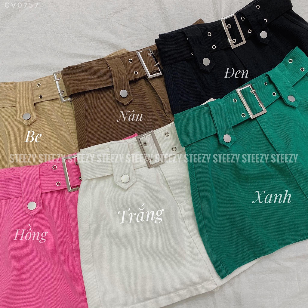 [CV0757] Chân váy ngắn dáng suông đai cạp to hottrend 2022 vải jeans thô dày (Có sẵn/Ảnh thật)