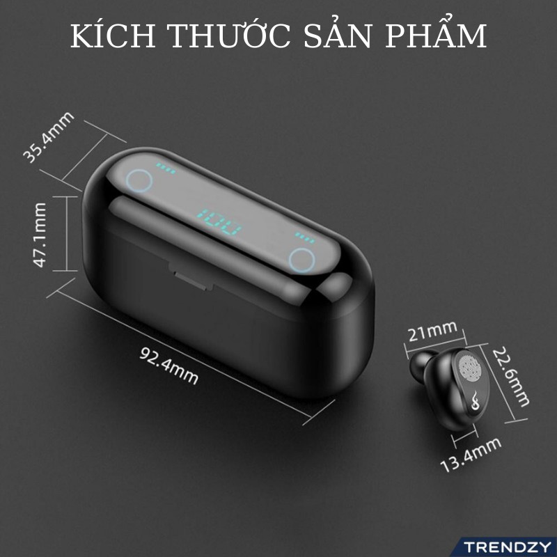 Tai nghe bluetooth F9 TWS bản Quốc tế bass mạnh cảm ứng chạm chống nước IPX5 tai nghe không dây cao cấp