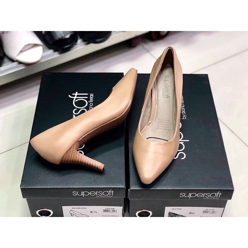 Giày cao gót Supersoft gót trụ 7cm da thật  kèm ảnh chụp thật