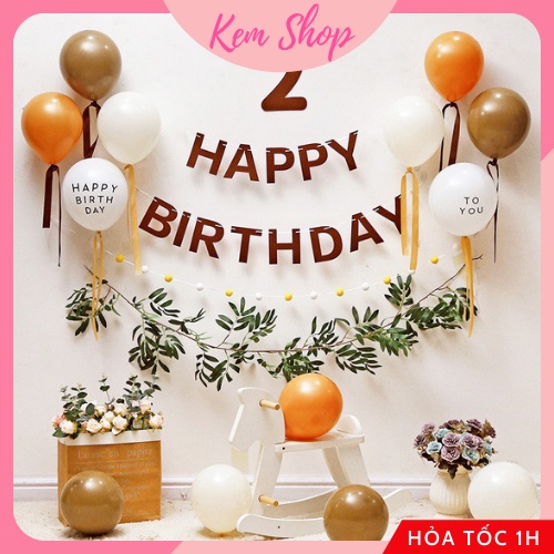 Dây Chữ Happy Birthday Màu Nâu Bằng Xốp Trang Trí Sinh Nhật Phong Cách Hàn Quốc - S3K170
