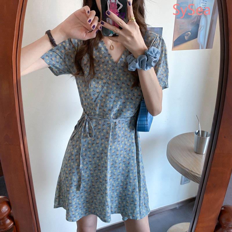 Đầm Midi Chất Chiffon Cổ Chữ V Hoạ Tiết Hoa Thời Trang Mùa Hè