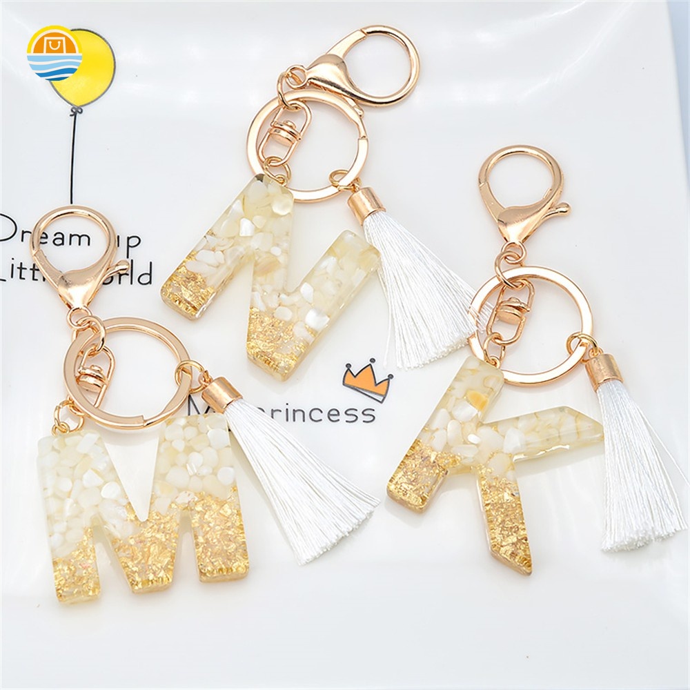 1 Móc Khóa Hình Chữ Cái Tiếng Anh Màu Vàng Kim Tuyến Resin Gradient Cho Xe Hơi Char/JP2VNWL