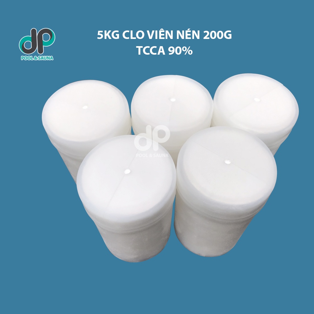 CLO VIÊN NÉN TCCA 200G  - 5kg CHLORIN 90% - Tiêu diệt các vi sinh vật, diệt tảo, rong rêu trong nước
