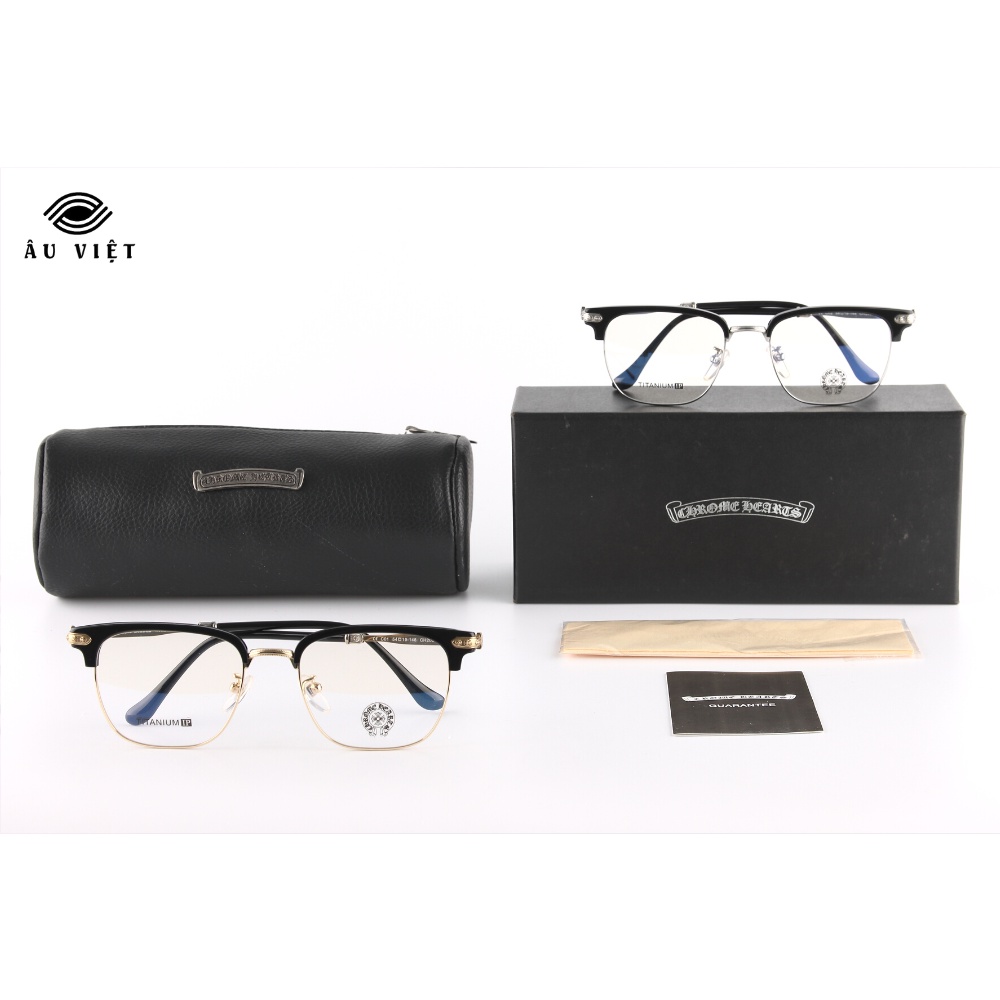 Gọng kính CH-2031 kim loại titanium nam nữ dáng chữ nhật vuông màu vàng/bạc Full box