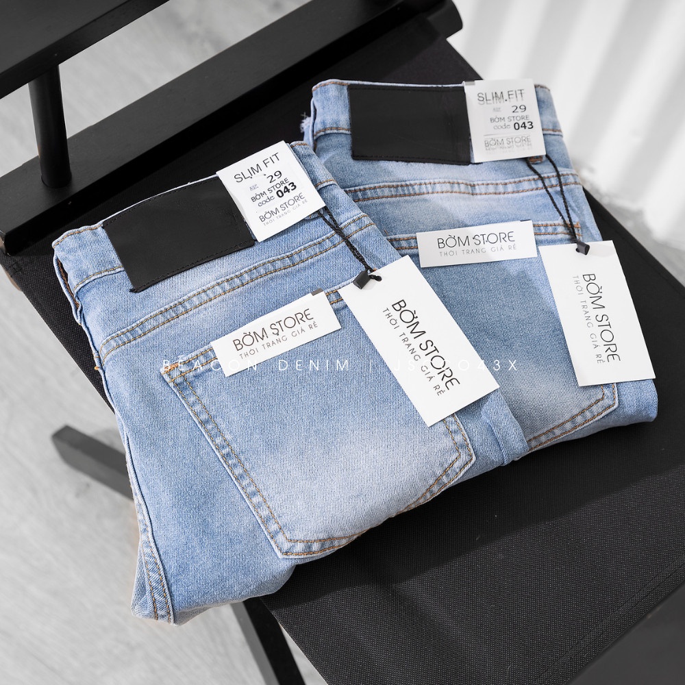 Quần Jean Short Nam Cao Cấp Xanh Nhạt Trơn Không Lai BEACON DENIM Form Slim Fit JSCC043X