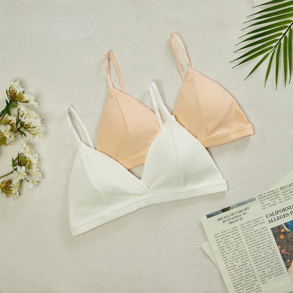 Áo Ngực Tam Giác Cúp Ngực Nhỏ Không Gọng Thép Một Hàng Nút Kiểu Pháp JP5