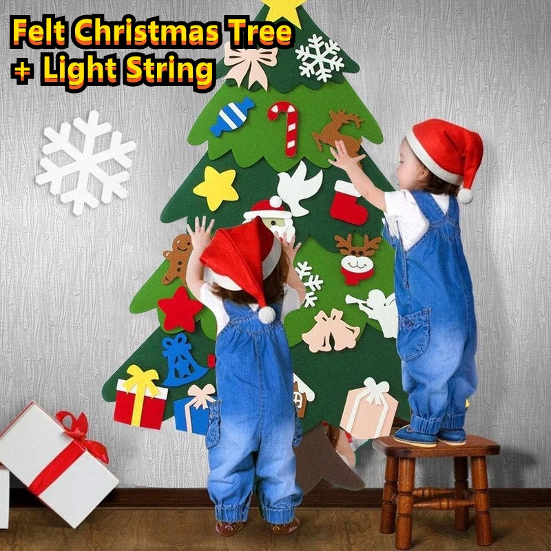 Felt Christmas Tree Set DIY with Removable Ornaments Xmas Hand Craft Decor