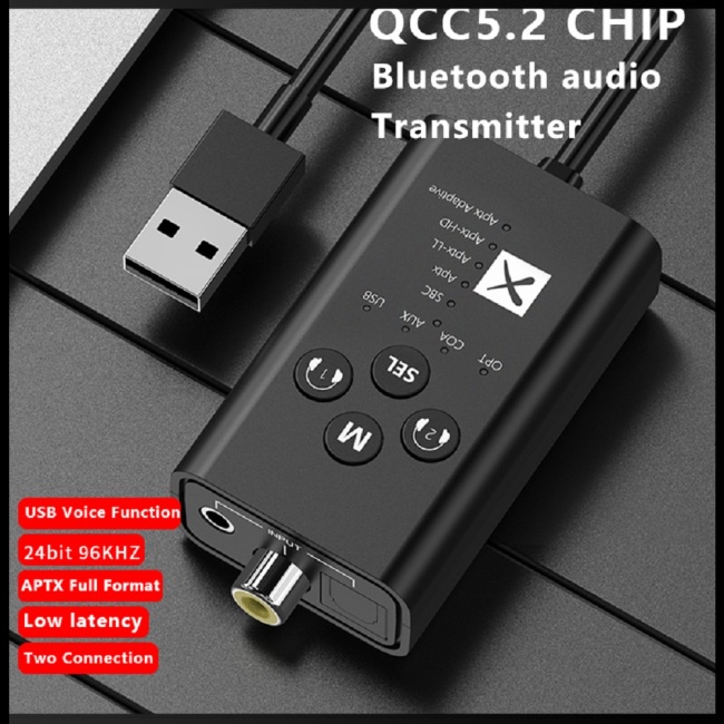 Bộ Truyền Tín Hiệu Bluetooth 5.2 Hỗ Trợ Âm Thanh Aux 2 Trong 1 Aptx