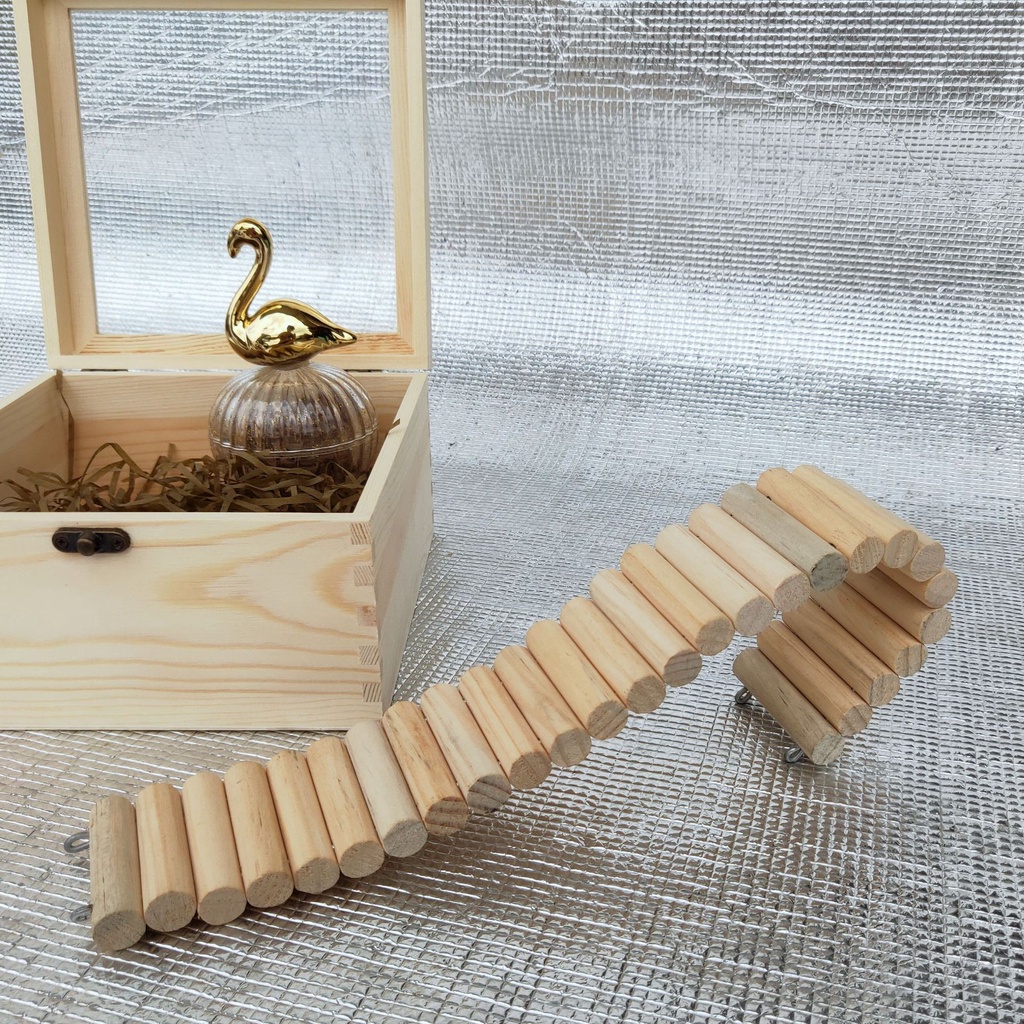 Thang gỗ uốn nhiều màu trang trí chuồng hamster
