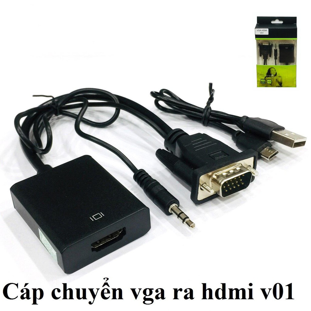 cáp chuyển đổi từ máy tính Vga sang màn hình cổng HDMI có xuất âm thanh V01 dài 30cm