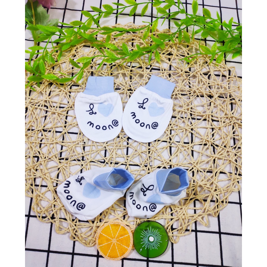 Xả KHO set bao tay bao chân sơ sinh petit Moon mềm mịn thấm hút mồ hôi cho bé
