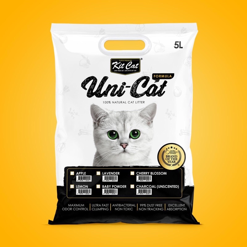 Cát vệ sinh KitCat than hoạt tính 5L cho mèo hương táo và hương hoa