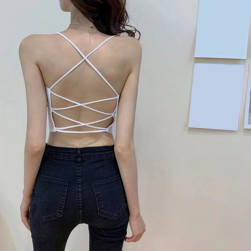 Áo Hai Dây Dệt Kim Dáng Ngắn Không Gọng Quyến Rũ Cho Nữ | BigBuy360 - bigbuy360.vn