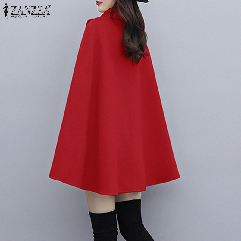 Áo choàng ZANZEA form rộng màu trơn cổ mép lật thời trang mùa đông cho nữ | BigBuy360 - bigbuy360.vn
