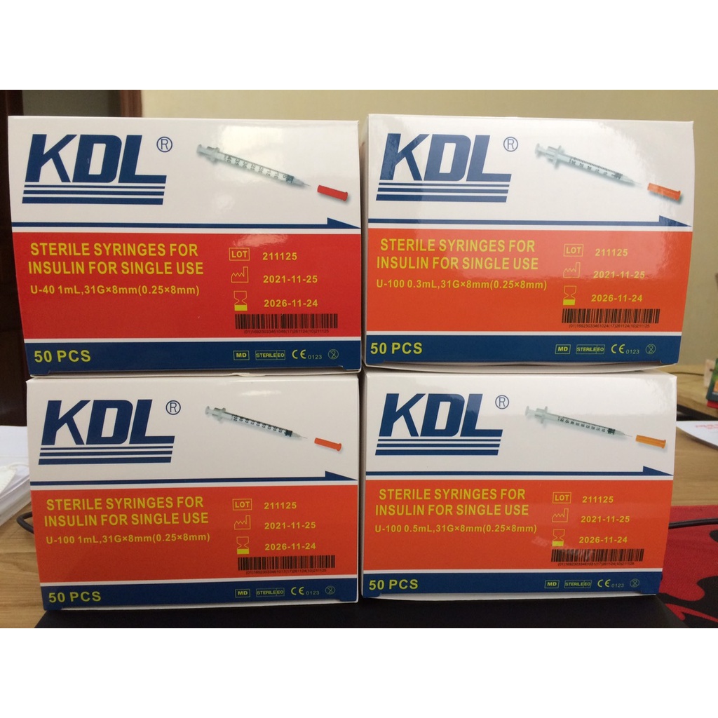 HỘP 50 CHIẾC BƠM TIÊM TIỂU ĐƯỜNG 1ML,0,5ML,0,3ML DKL