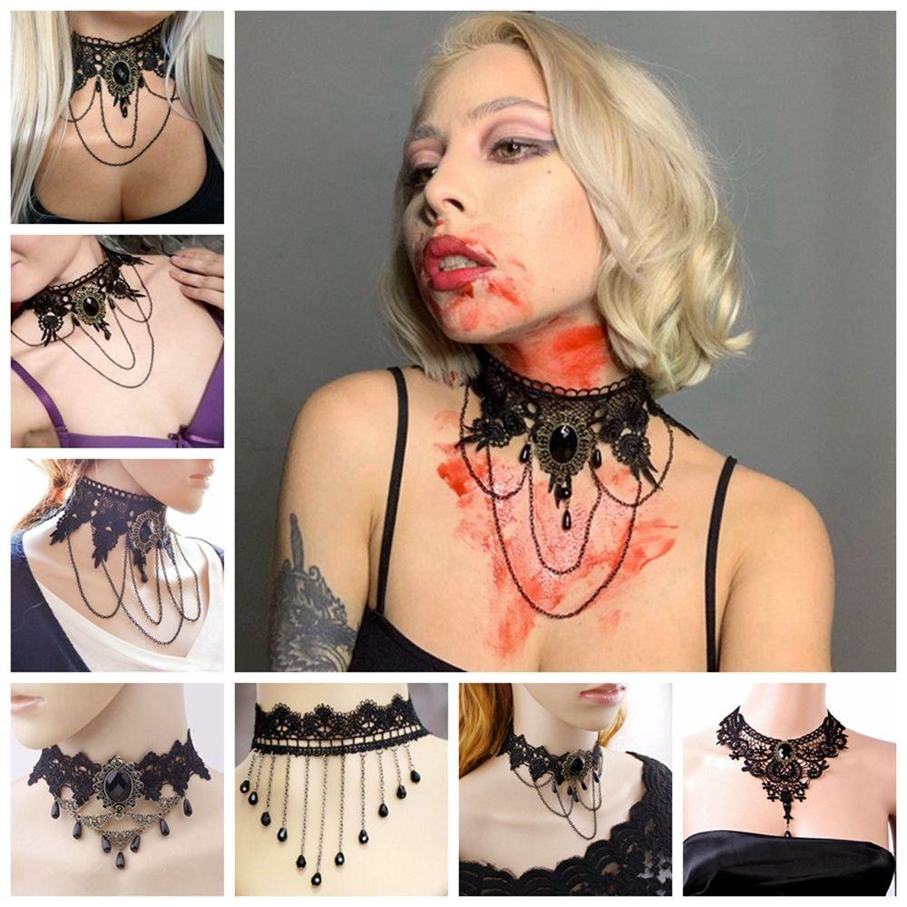 Vòng Cổ Choker Ren Hoa Màu Đen Phong Cách Vintage