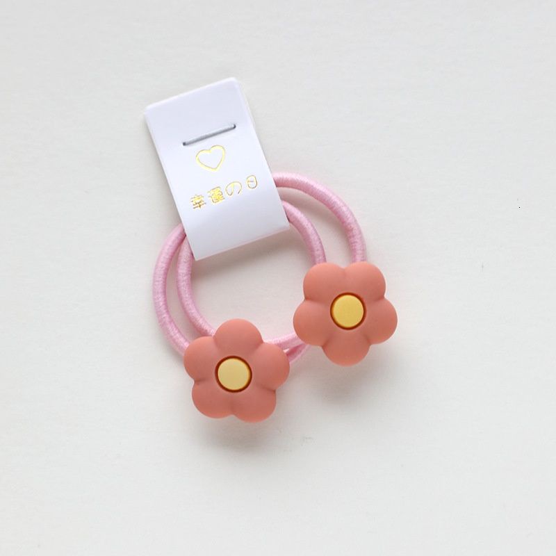 Set 2 Dây Cột Tóc Co Giãn Hình Hoa / Gấu Dễ Thương Cho Bé Gái