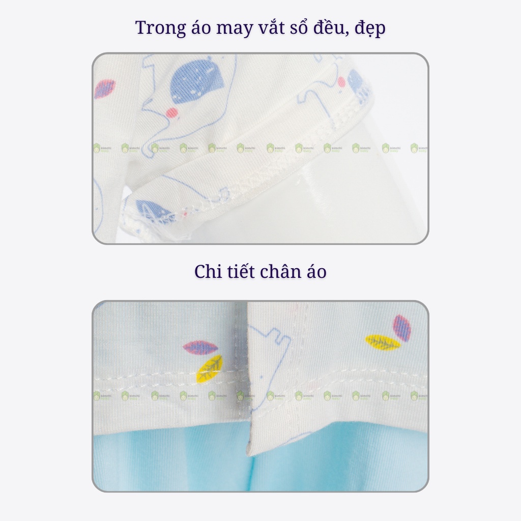 Bộ Sơ Sinh Bé Gái, Bé Trai UNCHI Vải Thun Lạnh Hoạ Tiết Biển Xanh, Bộ Đồ Cho Bé Mặc Hè Thoáng Mát UN2207