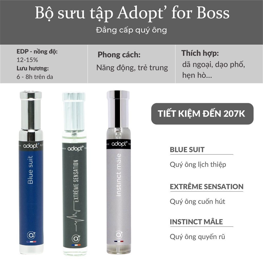 Nước hoa nam chính hãng Pháp - Bộ Sưu Tập Adopt For Boss chai 30ml