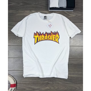 Áo thun Chữ Thrasher form suông rộng kiểu dáng street style 3 màu đen, trắng, ghi