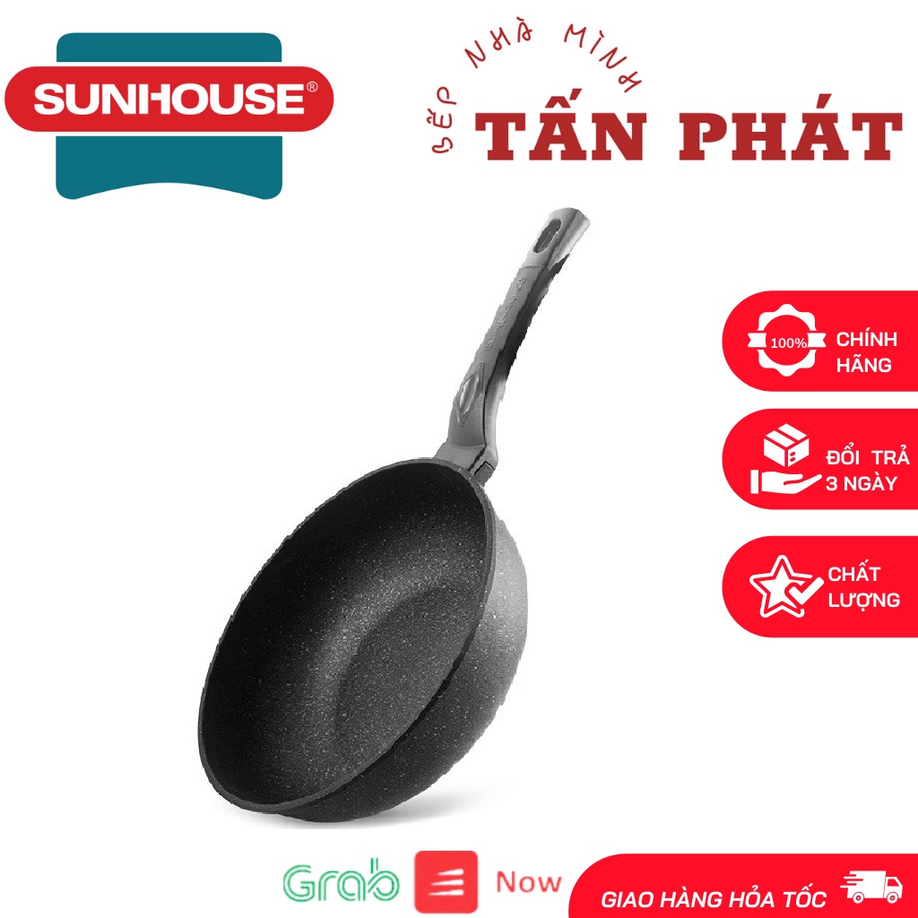 Chảo đá sâu lòng SUNHOUSE 26-28-30 Cm Chính Hãng (KHÔNG DÙNG CHO BẾP TỪ)