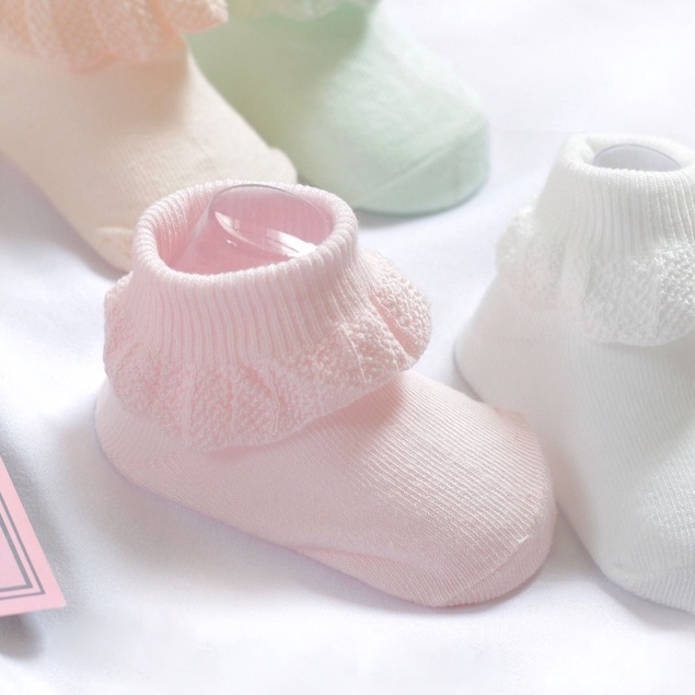 Tất vớ cho bé sơ sinh cổ bèo pastel Caramella cotton cao cấp mềm mịn, an toàn cho da bé  - Nắng Của Mẹ_BB5