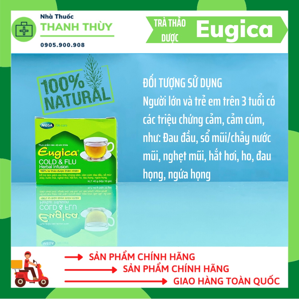 Trà Giải Cảm Eugica  Từ Thảo Dược, Phòng Cúm, Ngạt Mũi, Hắt Hơi, Cảm Lạnh Từ Gừng, Tiêu Đen, Quế