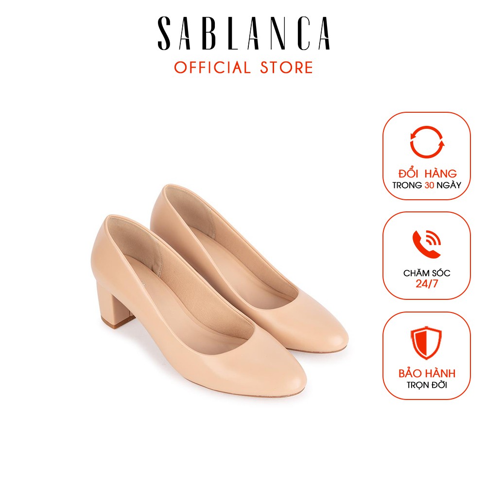 Giày Cao gót mũi tròn đế trụ cao 5cm - Sablanca 5050BT0016