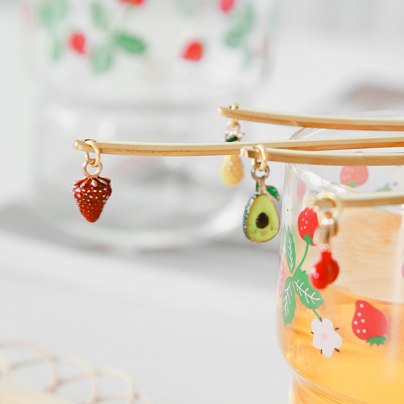 Muỗng, Thìa Khuấy Đồ Uống Inox 304 Không Gỉ Đính Charm Cherry Fruit Coffee Spoon