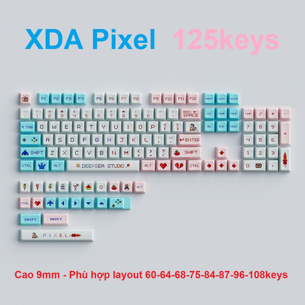 Keycap PBT profile XDA Pixel nút bàn phím cơ phù hợp nhiều layout bàn phím cơ bản