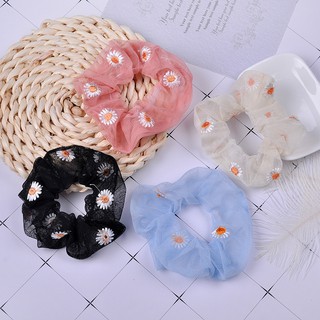 Cột tóc vải thêu Hoa Cúc Scrunchies KT40