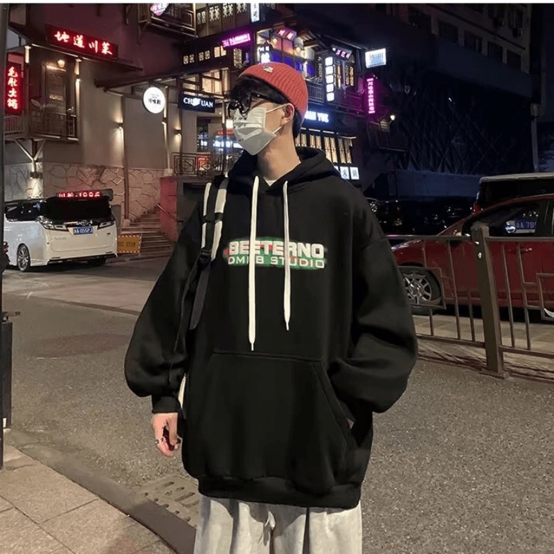 Áo hoodie Dáng Rộng Có In Chữ Thời Trang Phong Cách Hàn Quốc Cho Nam