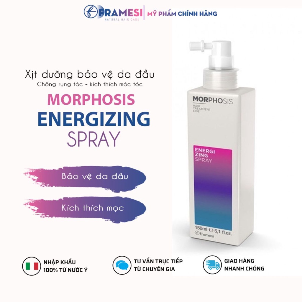 Xịt dưỡng chăm sóc tóc, rụng và kích thích mọc tóc Framesi Morphosis Energizing - SPRAY dung tích - 250ml