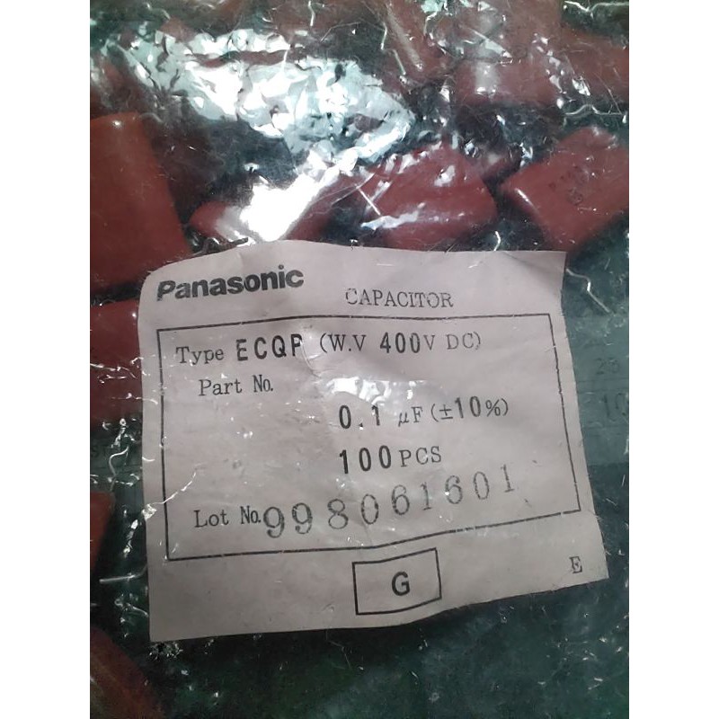 10 Tụ hột me 0.1uf/400v Panasonic . Mới .