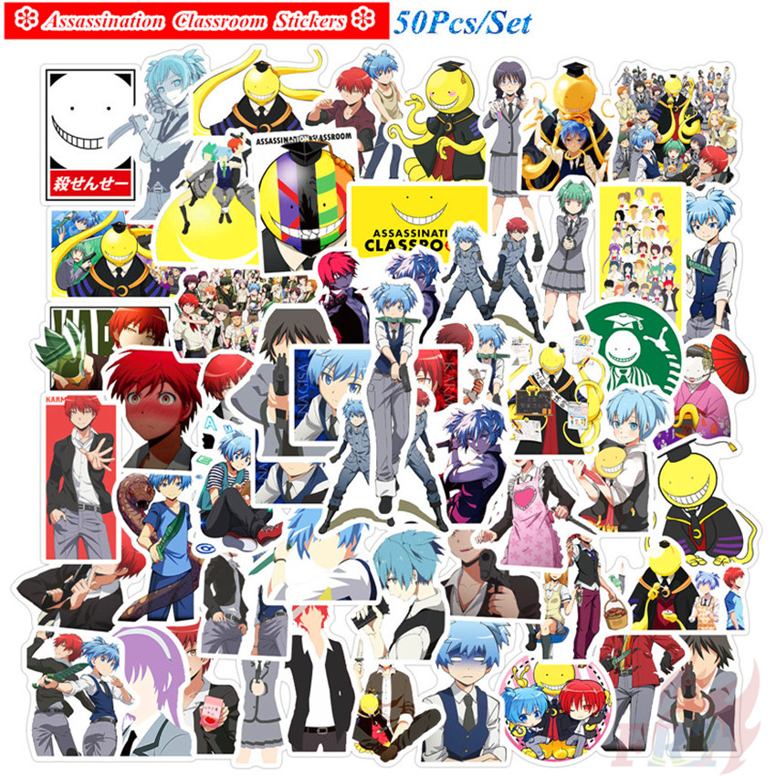 Set 50 nhãn dán họa tiết hoạt hình Assassination Classroom - Series 04 chống nước trang trí thủ công DIY