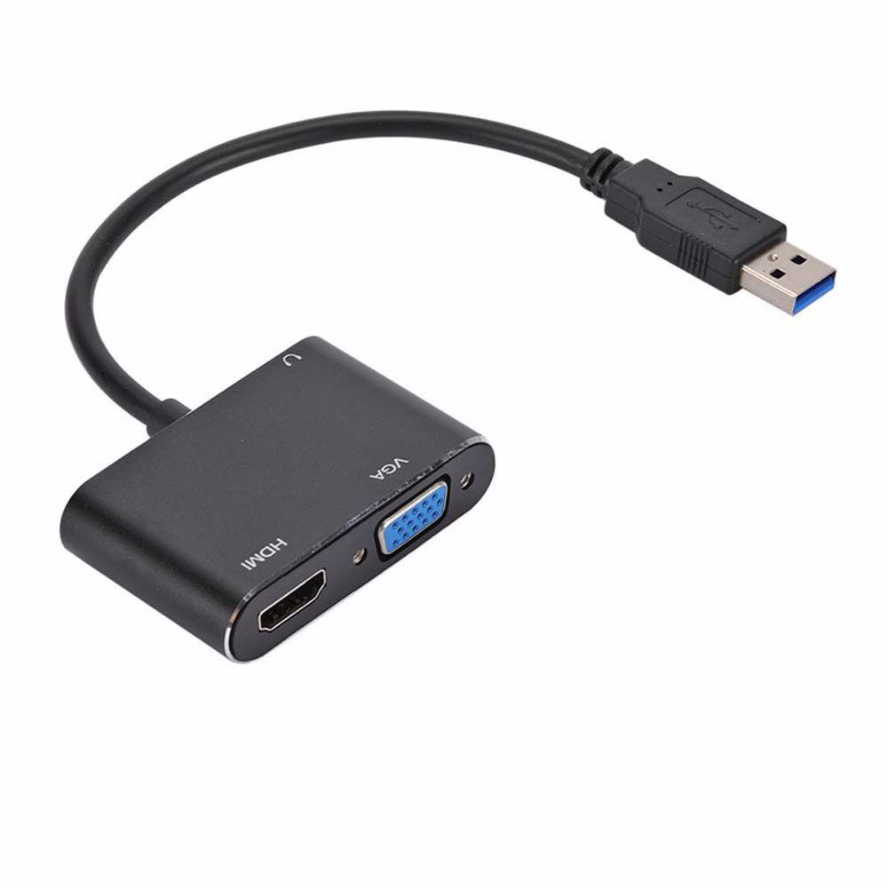 [COD] Bộ ChuyểN ĐổI USB 3.0 Sang HDMI + VGA Cho Windows 7 / 8 / 10 OS HD USB Sang VGA 4K USB Hub