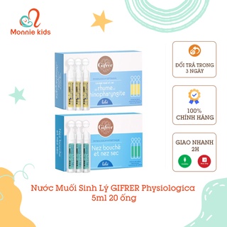 Nước Muối Sinh Lý GIFRER Physiologica 5ml 20 ống Tép Xanh/Vàng