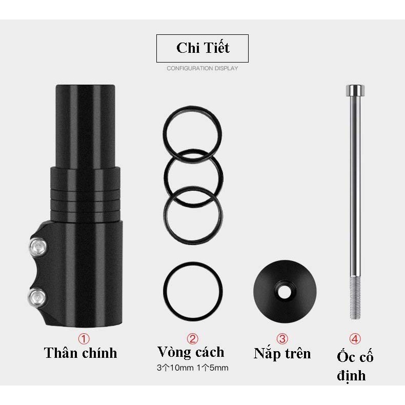 Bộ tăng cao ghi đông xe đạp địa hình - PT-01