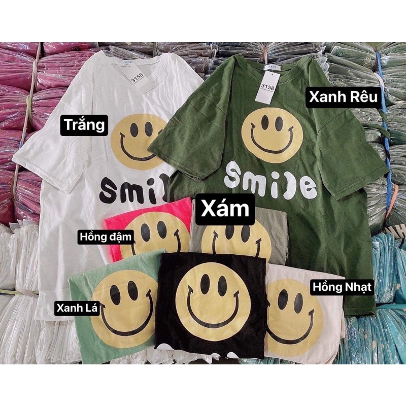 [Rẻ Vô Địch] Áo Phông 3158 Nam Nữ Cotton Khô From Rộng Unisex In Hình Mặt Cười