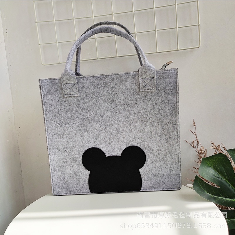 Túi dạ nỉ hoạt hình dễ thương có khóa kéo miệng đi học đi làm đựng cơm văn phòng