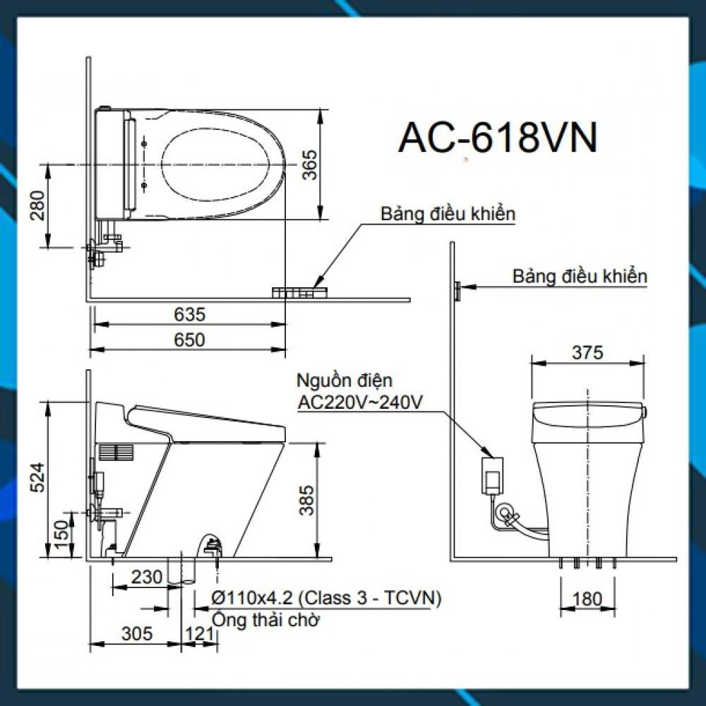 Bàn Cầu Inax Cảm Ứng Satis S AC-618VN/BW1, bảo hành chính hãng 02 năm