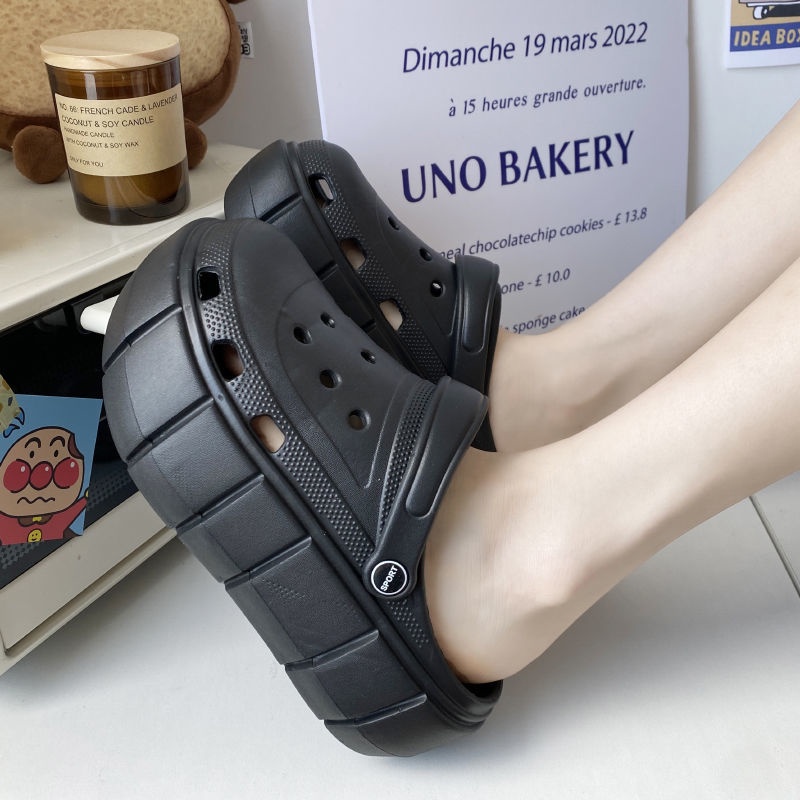 Dép Đế Dày Đục Lỗ Màu Sắc Thời Trang Đi Biển Cho Nữ