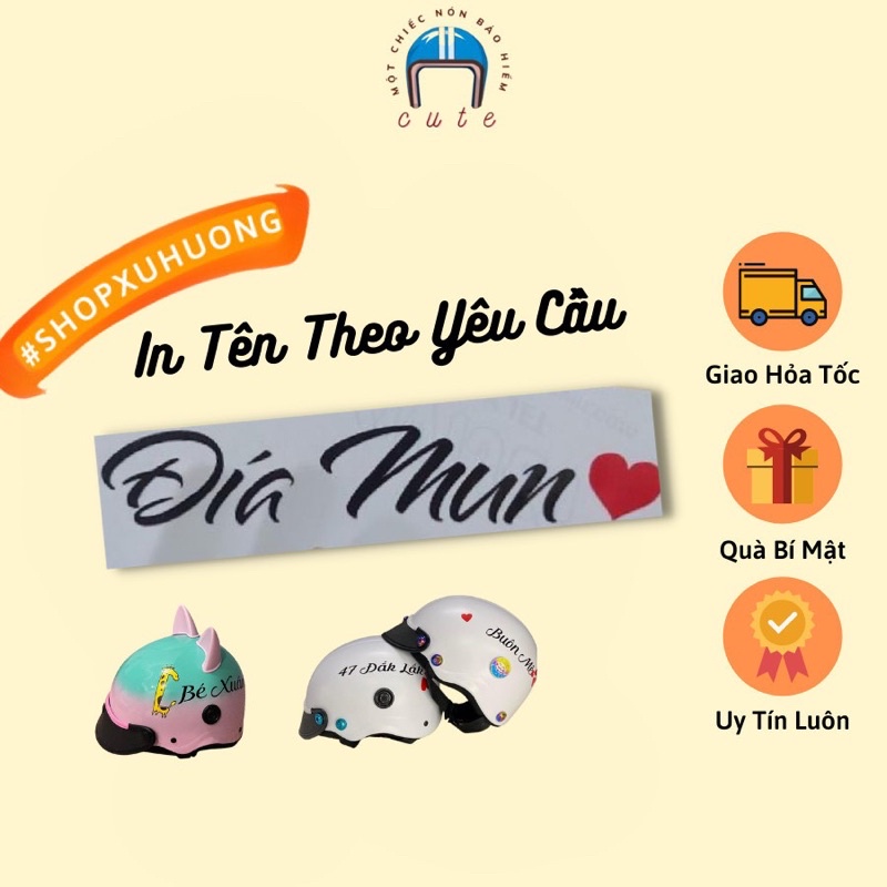 Decal Chữ Dán Nón Bảo Hiểm, Tem Chữ Ký Dán Xe Theo Yêu Cầu, Decal Chữ Dán Đa Dạng CUTE SHOP