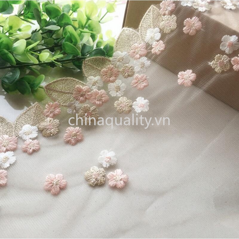 1yard vải ren thêu hoạ tiết vintage rộng 18cm dùng để trang trí đám cưới