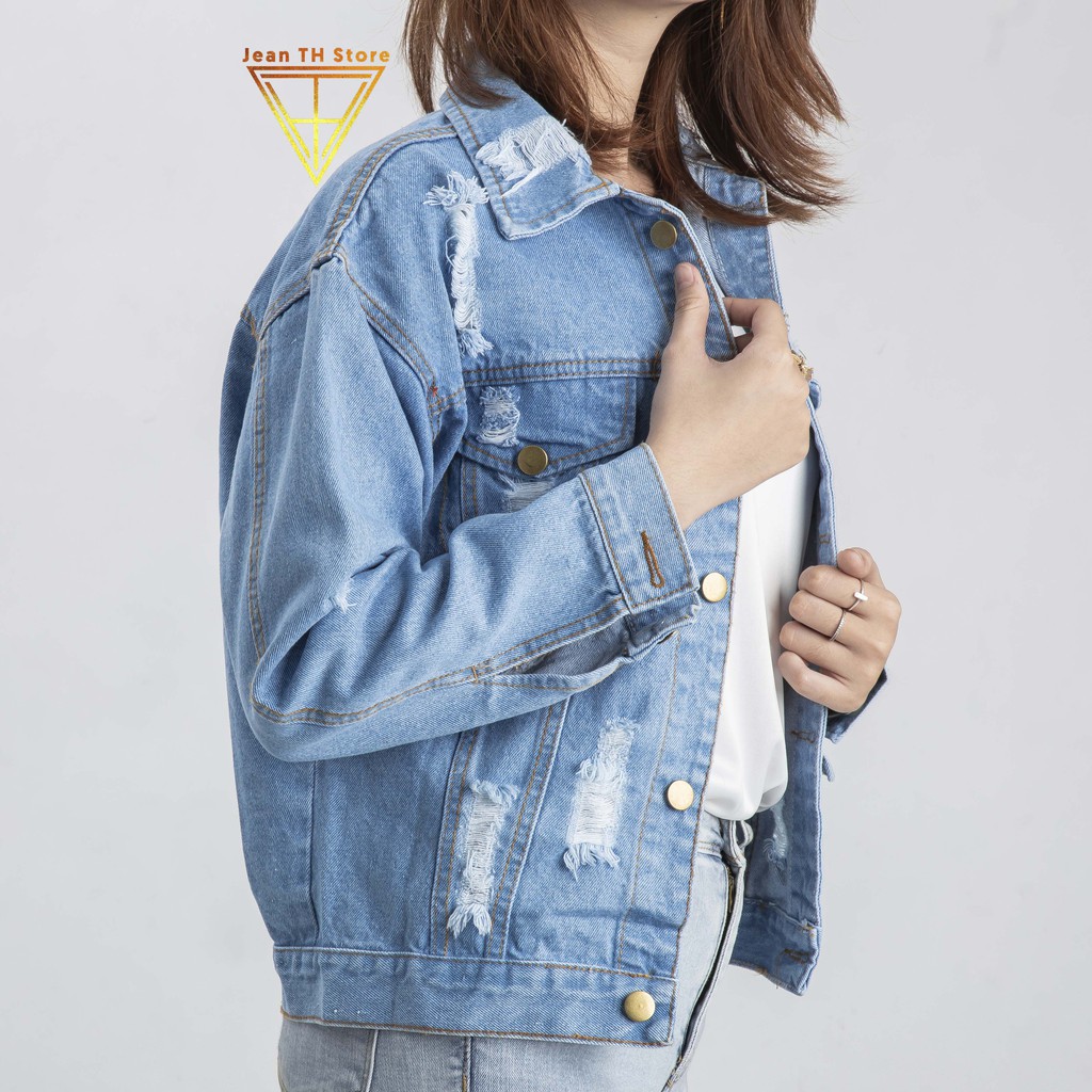 Áo khoác jean nữ TH Store Amazon thời trang cá tính áo khoác bò phong cách ulzzang chống nắng