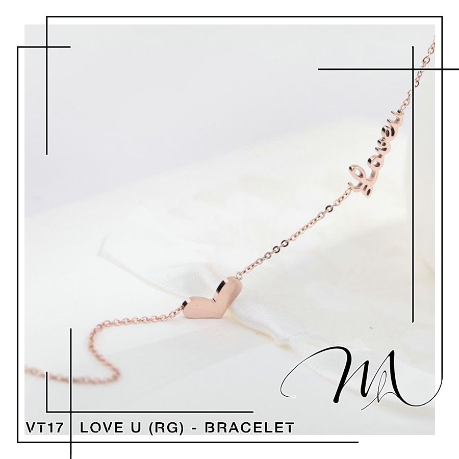 Lắc tay nữ Titan không gỉ hình trái tim Love You dễ thương - Măng’s House VT17