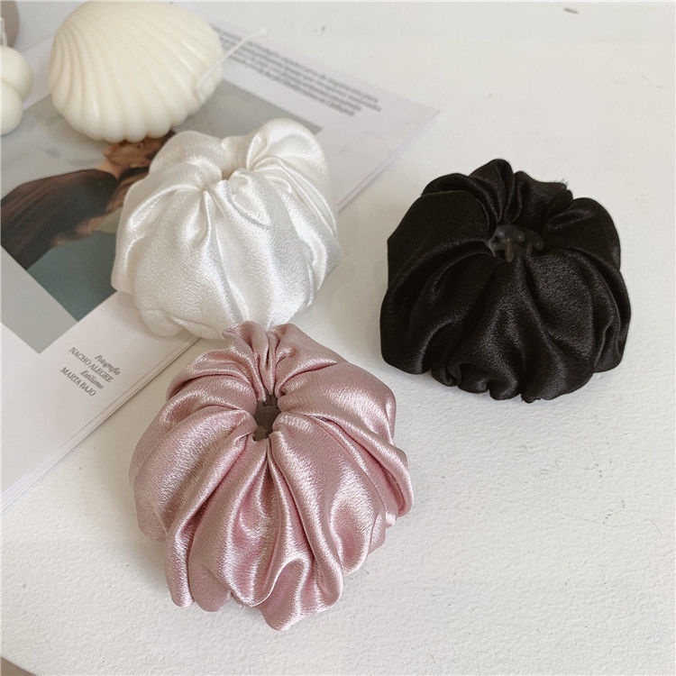 Dây buộc tóc satin bản lớn phong cách Hàn Quốc mùa hè