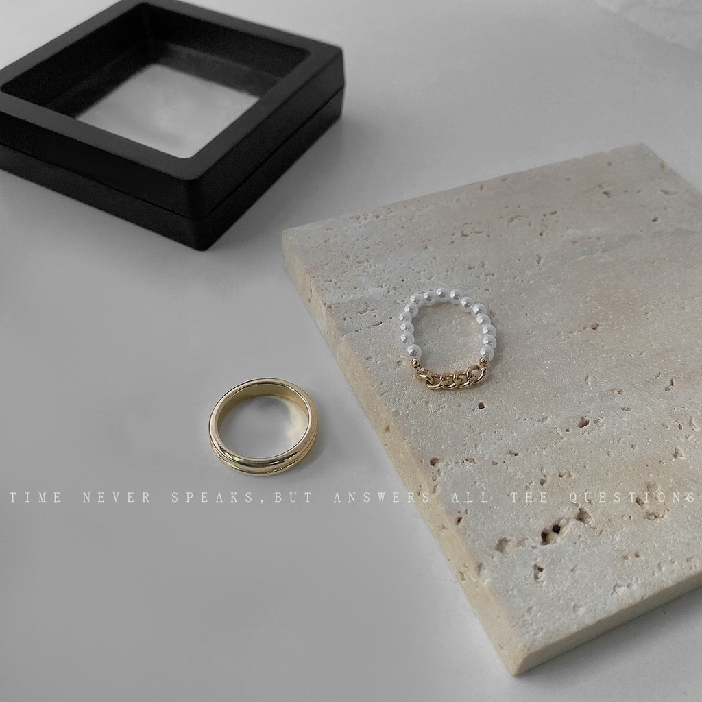 sét 2 nhẫn khác kiểu màu vàng sáng xinh NG04