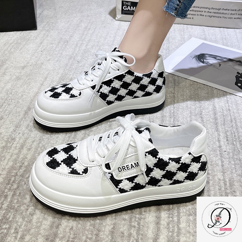 Giày thể thao nữ Ulzzang 💥ẢNH THẬT 💥 giày sneaker thiết kế họa tiết CARO hot 2022